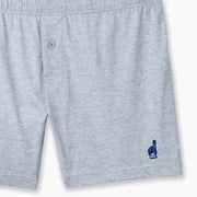 Grey slim fit boxer with number one dad foam hand embroidery in bottom right corner.