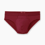 Burgundy brief flat against light grey background.