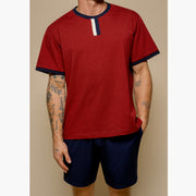 Vintage Ringer ~ Burgundy/Navy/White