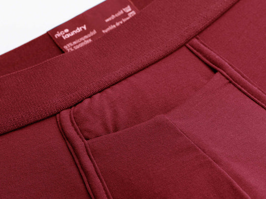 Close up detail shot of horizontal fly burgundy