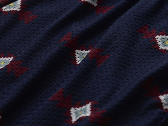 Close up detail shot of navy blue Cabin Club lounge shorts 