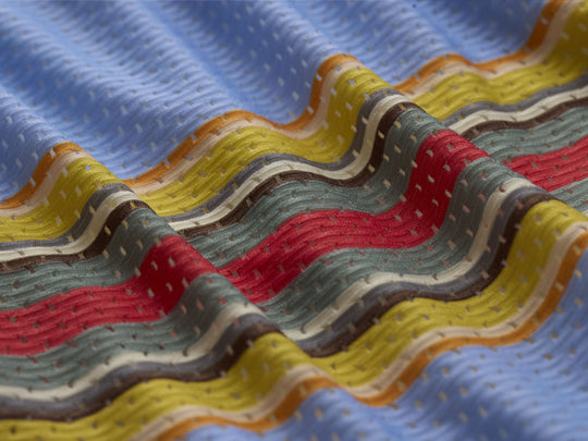 Close up detail shot of mesh material found on Canoe Stripe lounge short.