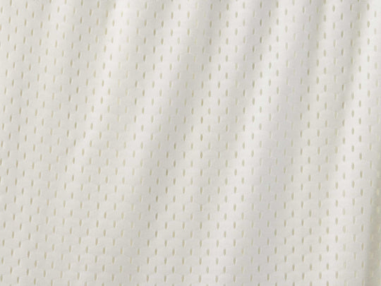 Close up detail shot of mesh cream lounge short.