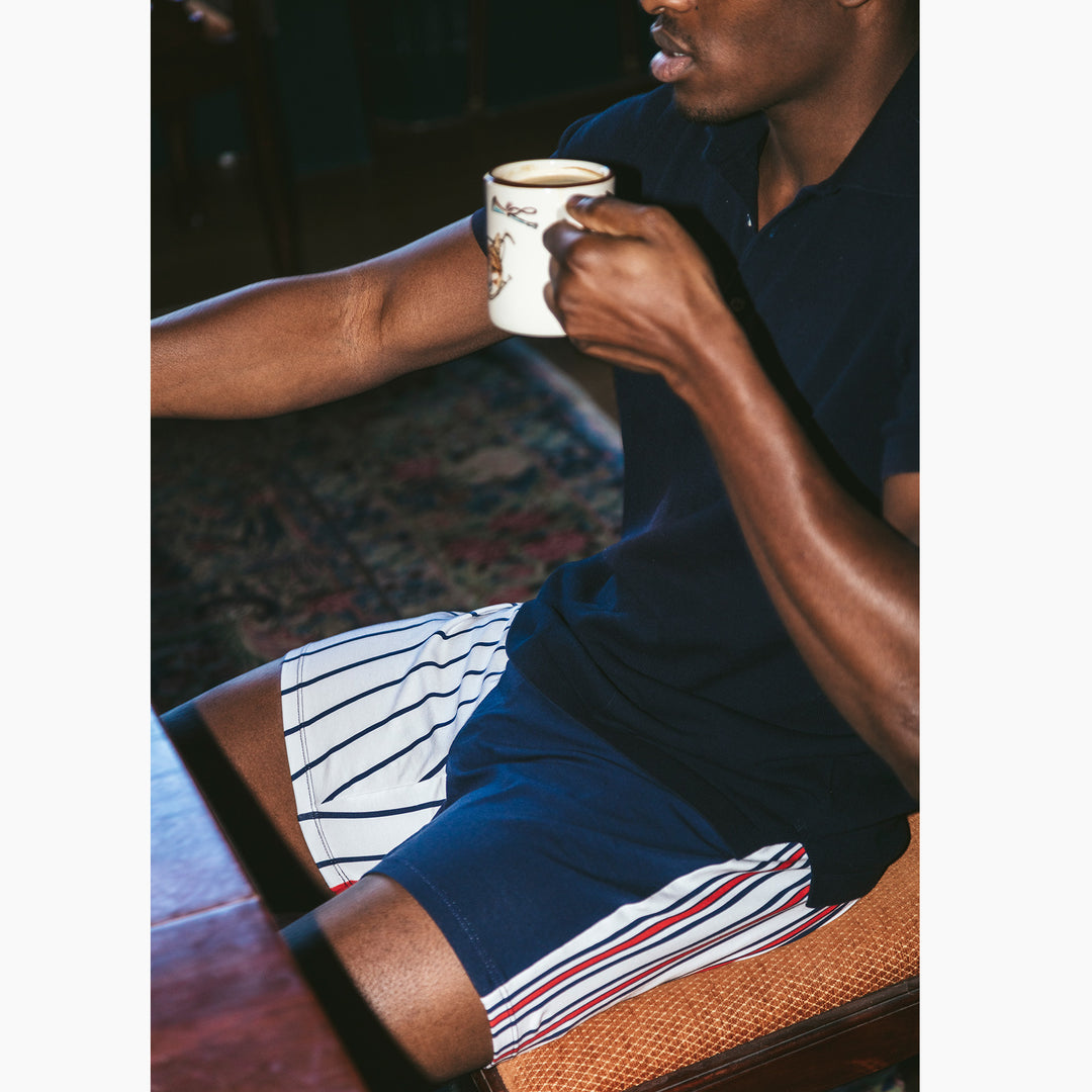 Men's Navy Blue Printed Cotton Slim Fit Boxer