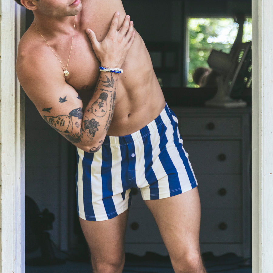 Slim Fit Boxer ~ Navy/Cream Cabana Stripe – Nice Laundry
