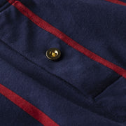 Close up detail shot of golden button on Mariner slim fit boxer.