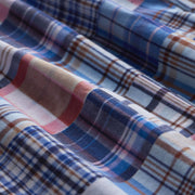 Close up detail shot of Blue Madras slim fit boxer
