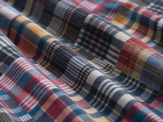 Close up detail shot of classic madras slim fit boxers