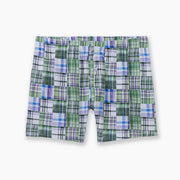 Green Madras Slim Fit Boxers laid flat against light grey background