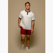 Vintage Ringer ~ White/Navy/Burgundy