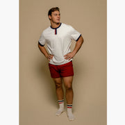 Vintage Ringer ~ White/Navy/Burgundy