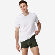 Front view of man wearing olive boxer brief.