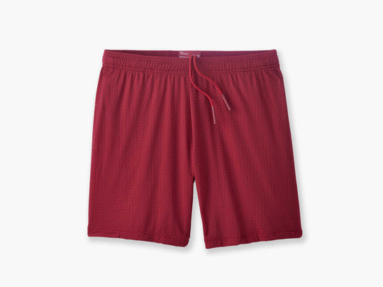 6" Burgundy Pocket Lounge Short layflat.