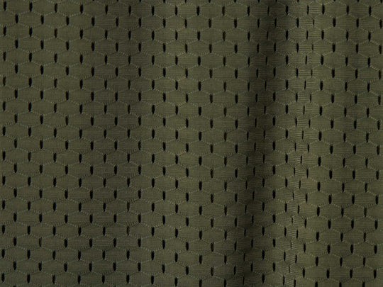 Close up detail shot of olive mesh material.