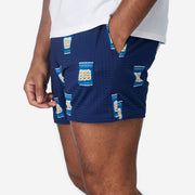 4" Morning Joe Pocket Lounge Shorts on model tight side crop.