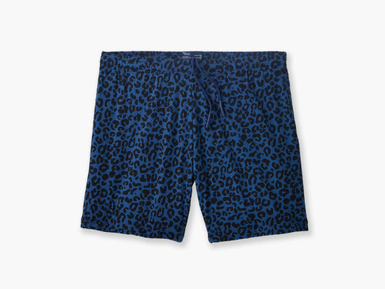 6" Midnight Leopard Pocket Lounge Short layflat.