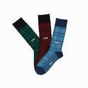 Plaid Monogram Set of Socks featuring Plaid socks in Green, Red, and Blue.