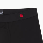 Black Boxer Brief with rose embroidery on waist band.