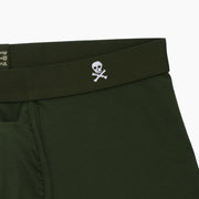 Olive Boxer Brief with skully embroidery on waist band.