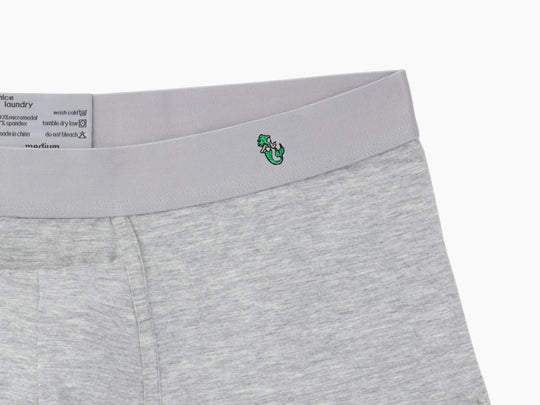 Heather Grey Boxer Brief with mermaid embroidery on waist band.