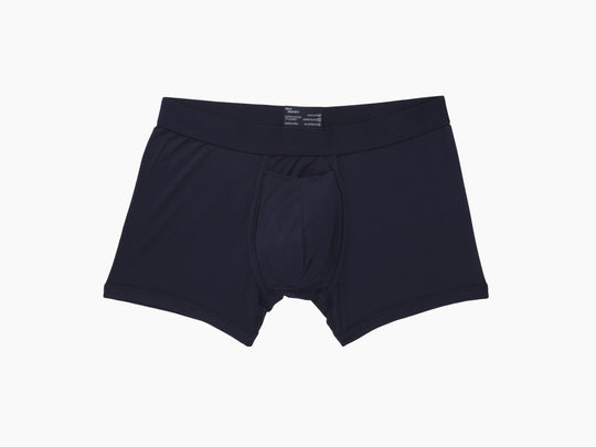 Navy Blue boxer brief layflat.