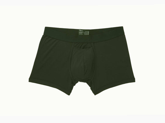Olive boxer brief layflat.