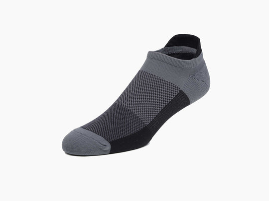 Darkhorse athletic socks with full micromesh top in black and grey.