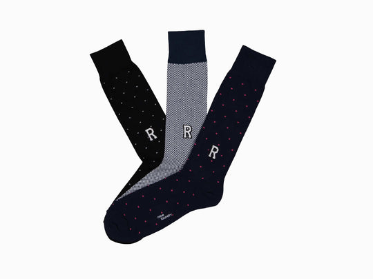 R Varsity style Monogram on the Personal Edition Seasonal Favorites set of socks.