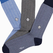 RCA Diamond style monogram on herringbone monogram sock set (zoomed in).