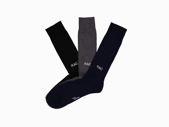 Personal Edition Luxe Ribbed set of socks featuring ribbed socks in black, grey, and navy.