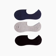 3 extra low pairs for loafers and boat shoes in solid navy, heather grey, and black.