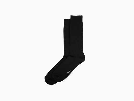 Black Luxe Ribbed Sock Layflat.
