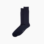 Navy Luxe Ribbed Sock Layflat.