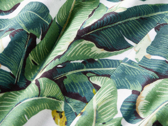 Close up detail shot of palms print hoodie.