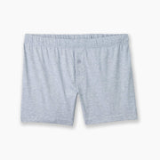 Heather grey slim fit boxer laid flat on grey background.